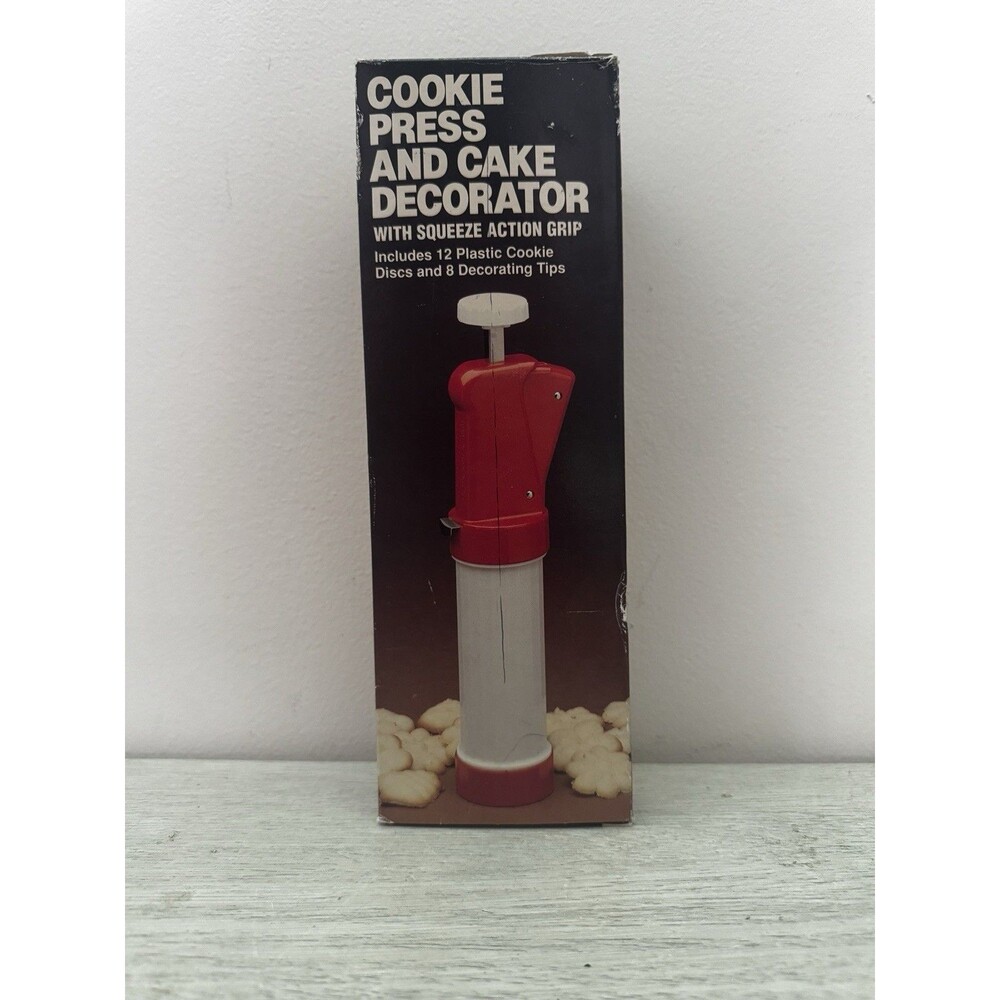 Vintage Cookie Press/Cake Decorator/In 11 Discs 7 Nozzles Org Box/Instructions